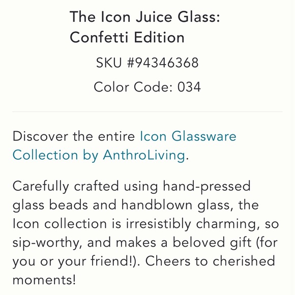 Anthropologie Confetti Icon Juice Glass Bunny Rabbit Easter Spring NWT - Picture 4 of 8